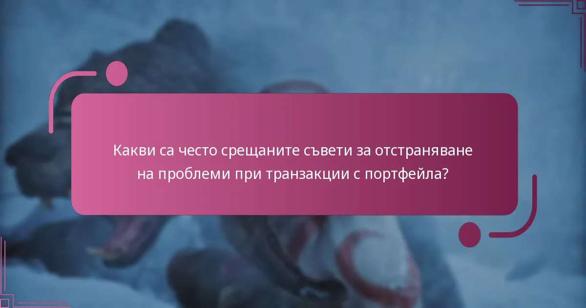Какви са често срещаните съвети за отстраняване на проблеми при транзакции с портфейла?